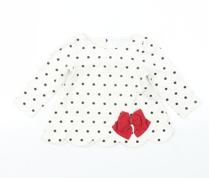 Maggie & Zoe Girls Black Polka Dot  Pullover T-Shirt Size 9-12 Months