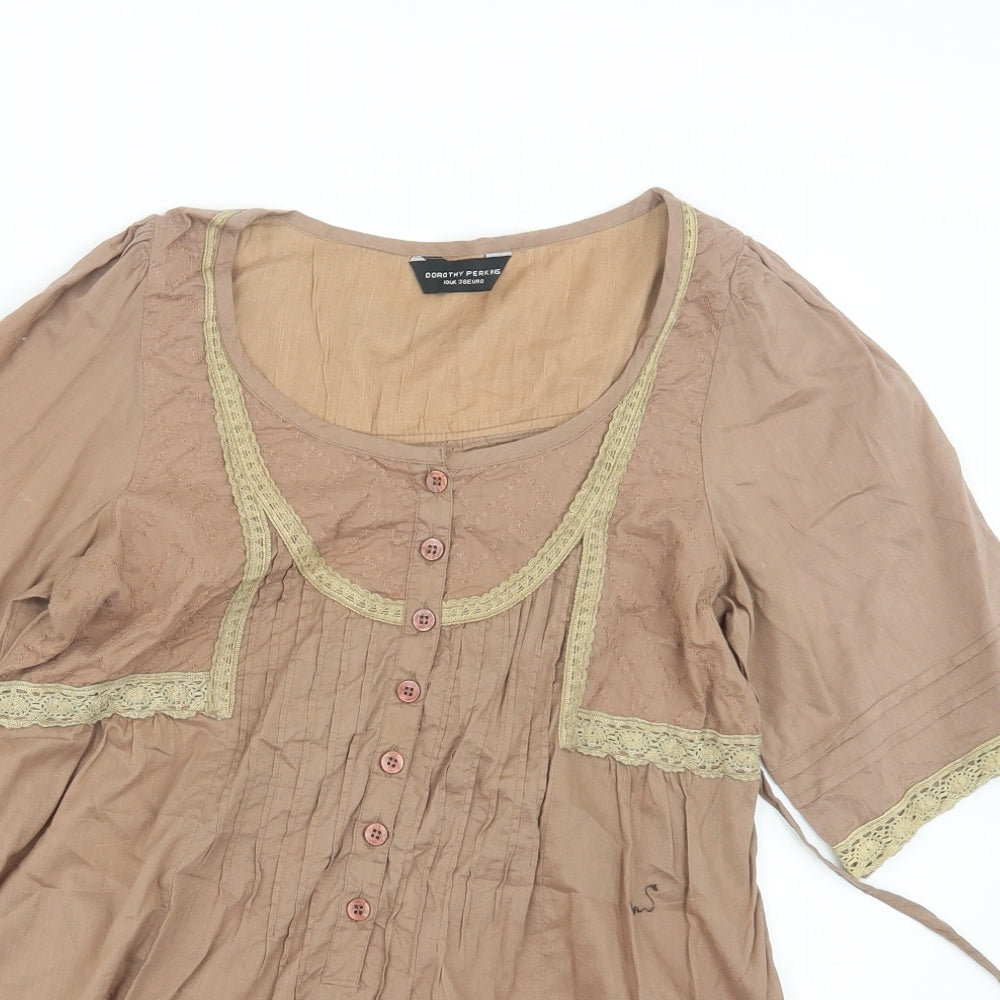 Dorothy Perkins Womens Brown   Basic Blouse Size 10