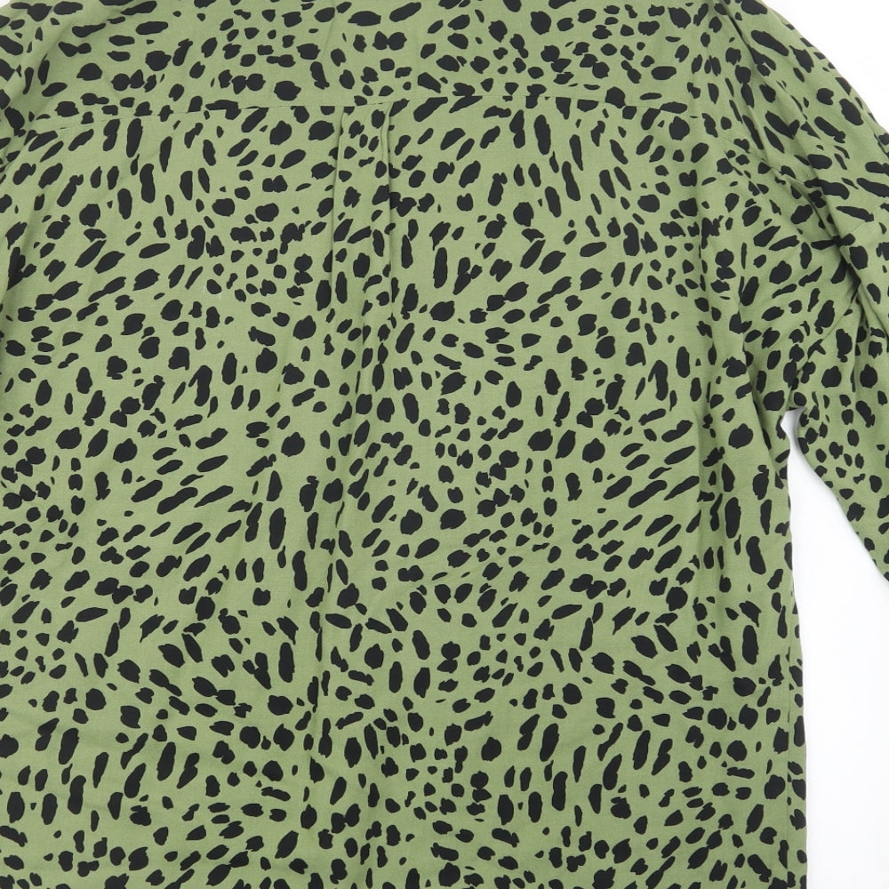Papaya Womens Green Animal Print  Basic Blouse Size 14
