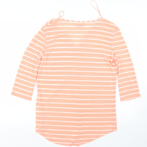 Papaya Womens Orange Striped  Basic T-Shirt Size 12