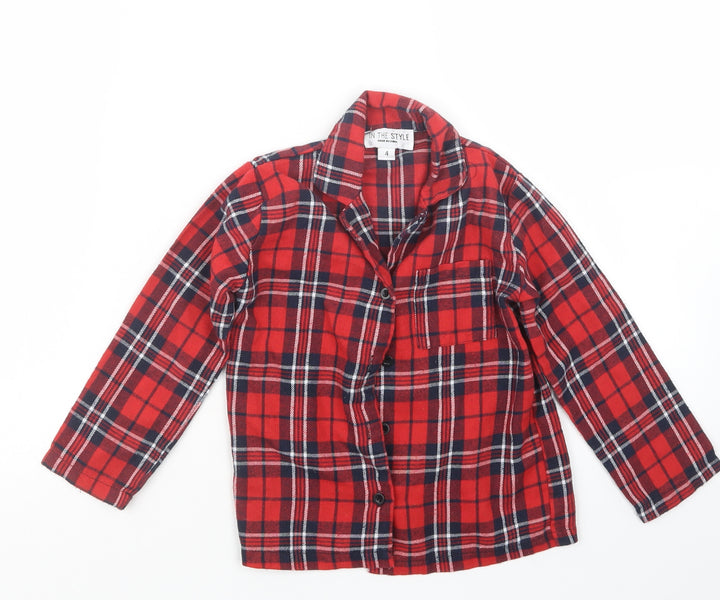 In the Style Girls Red Check  Basic Button-Up Size 4 Years