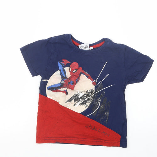 Primark Boys Blue   Basic T-Shirt Size 3-4 Years  - Spider-Man