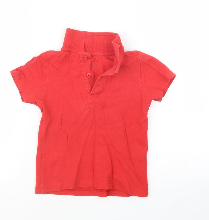 Marks and Spencer Boys Red Basic Polo Size 2-3 Years