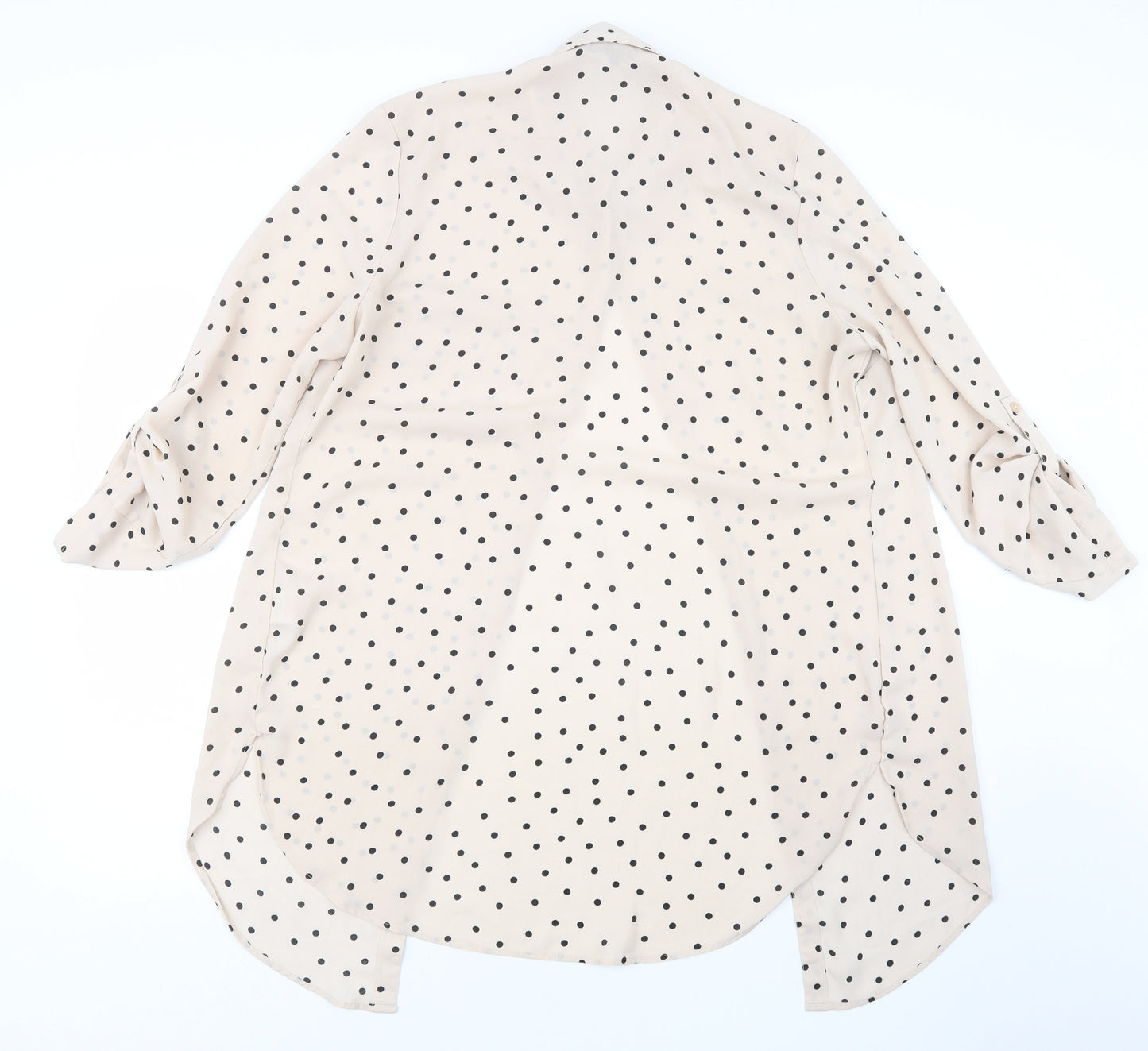 Peacocks Womens Beige Polka Dot  Basic Button-Up Size 14