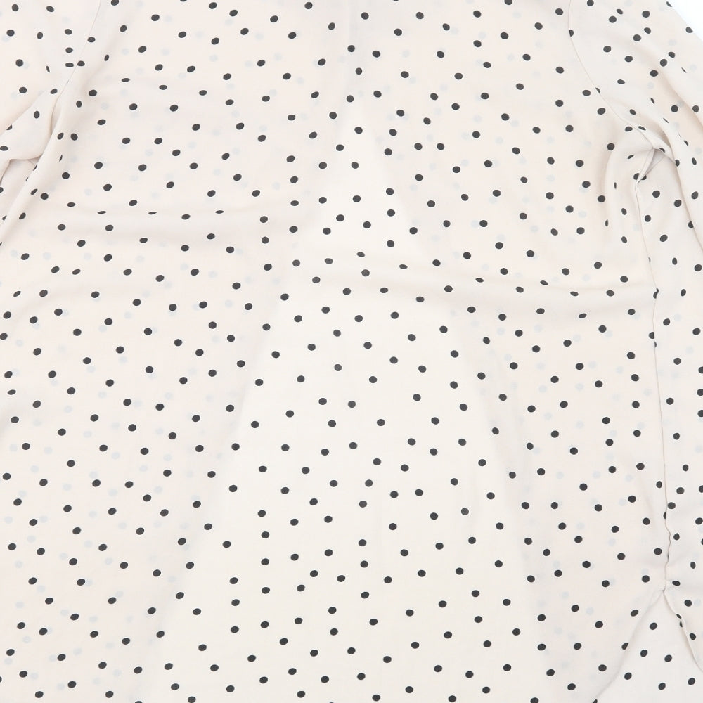 Peacocks Womens Beige Polka Dot  Basic Button-Up Size 14