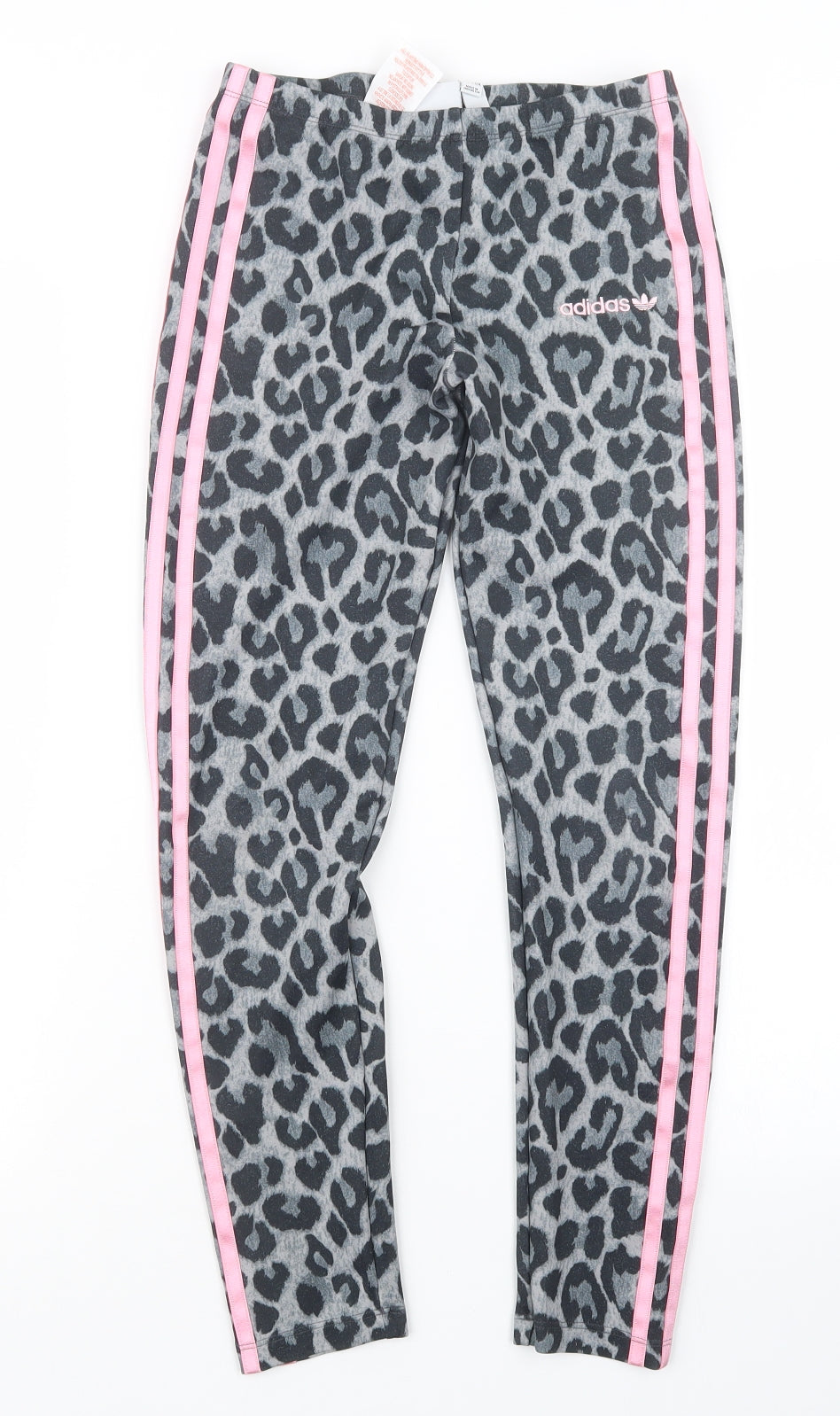 adidas Girls Grey Animal Print  Capri Trousers Size 11-12 Years