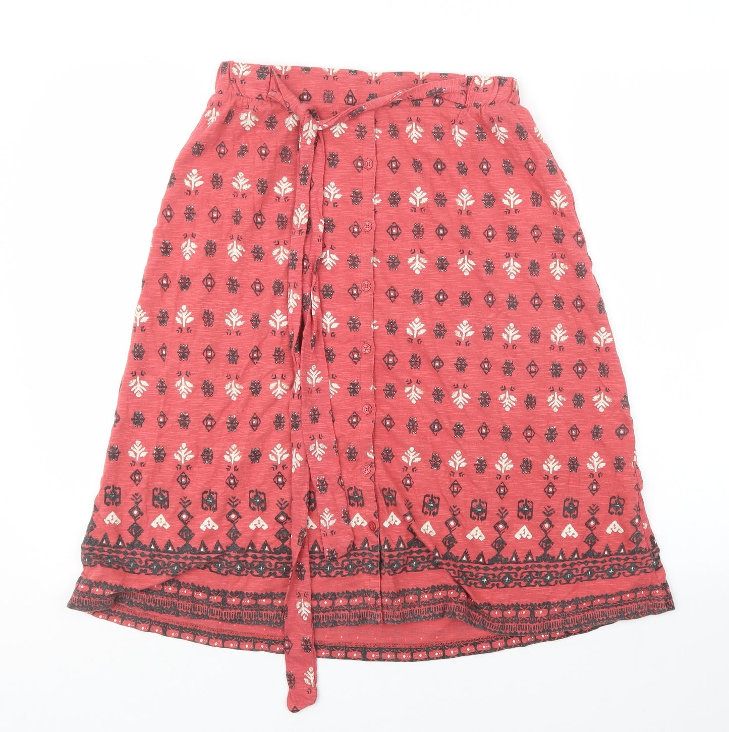 Fat Face Womens Pink Geometric  A-Line Skirt Size 8