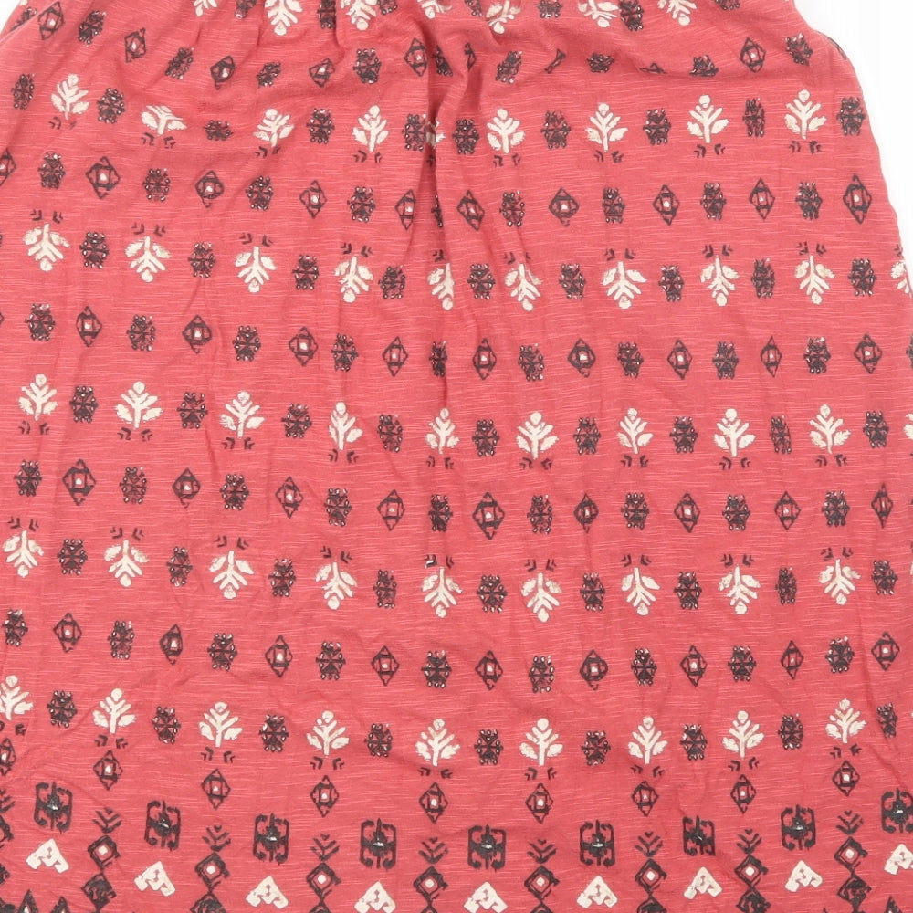 Fat Face Womens Pink Geometric  A-Line Skirt Size 8
