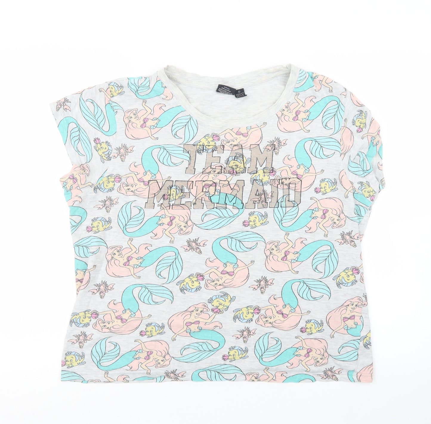 Love to Lounge Womens Grey Geometric  Top Pyjama Top Size 14  - The Little Mermaid