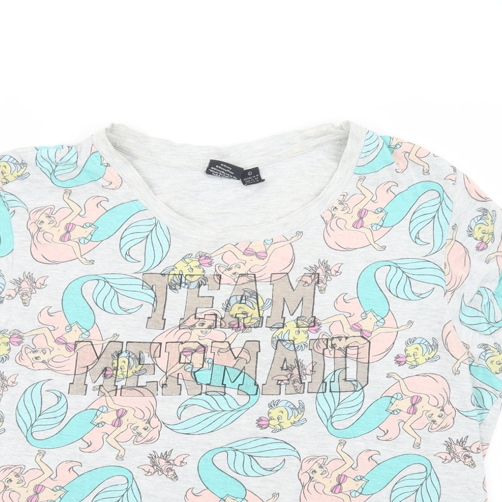 Love to Lounge Womens Grey Geometric  Top Pyjama Top Size 14  - The Little Mermaid