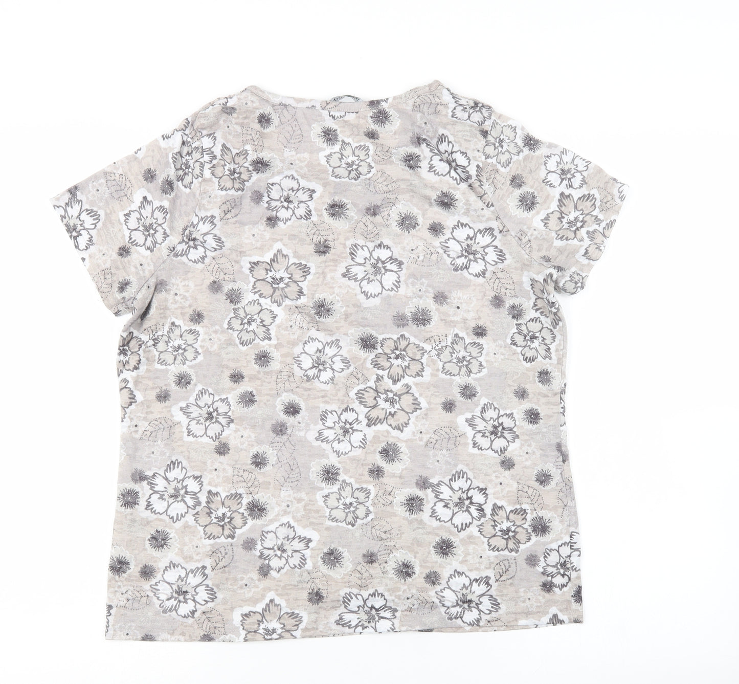 Bonmarché Womens Grey Geometric  Basic T-Shirt Size 18