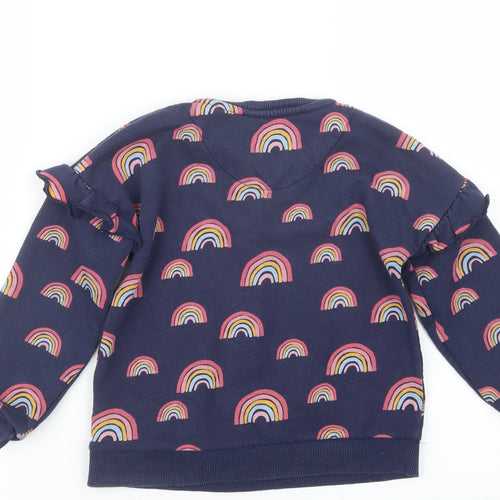 F&F Girls Blue Geometric  Pullover Jumper Size 5-6 Years