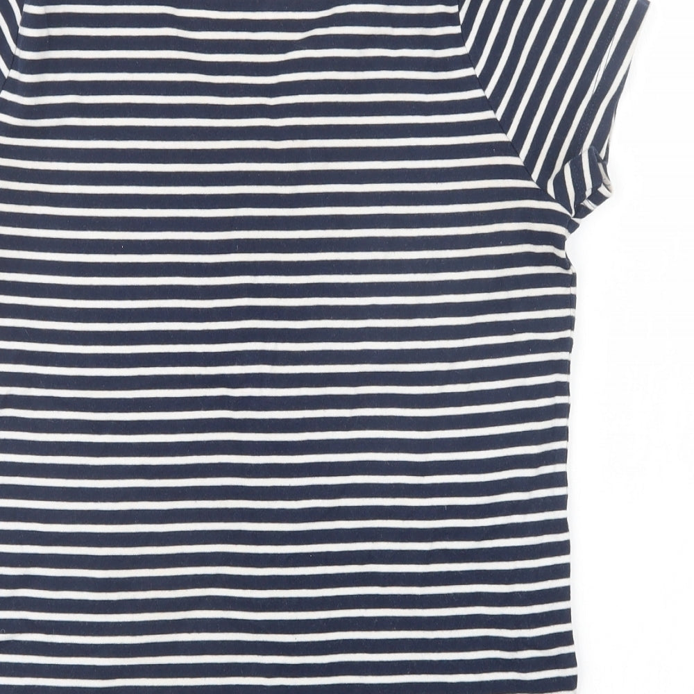 TU Womens Blue Striped  Basic T-Shirt Size 16