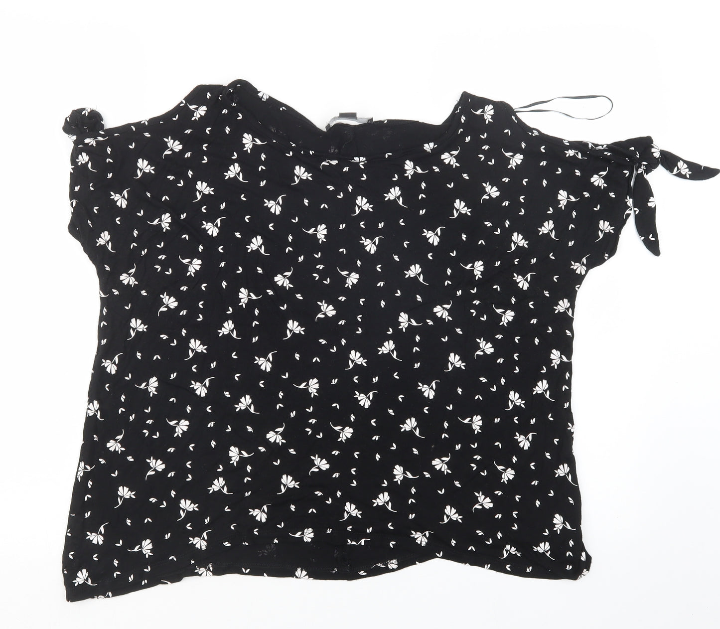 Primark Womens Black Geometric  Basic T-Shirt Size 18
