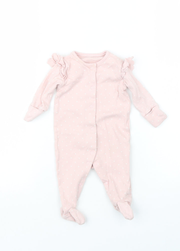 Matalan Girls Pink Polka Dot Babydoll One Piece Size 0-3 Months