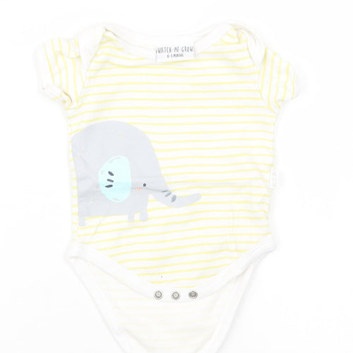 Watch Me Grow Baby Yellow Striped  Babygrow One-Piece Size 0-3 Months
