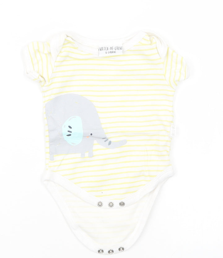 Watch Me Grow Baby Yellow Striped Babygrow One-Piece Size 0-3 Months