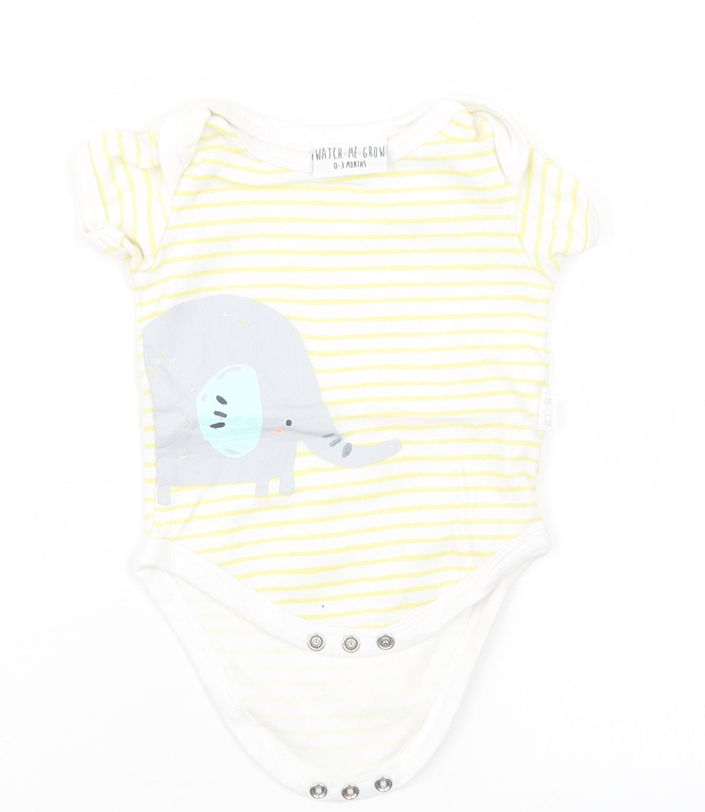 Watch Me Grow Baby Yellow Striped  Babygrow One-Piece Size 0-3 Months