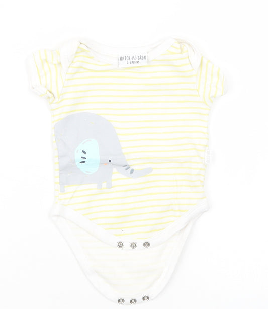 Watch Me Grow Baby Yellow Striped  Babygrow One-Piece Size 0-3 Months