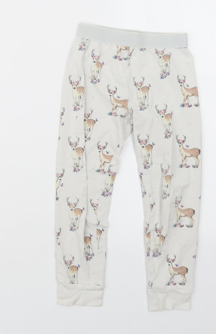 Marks and Spencer Girls White Geometric Capri Pyjama Set Size 4-5 Years