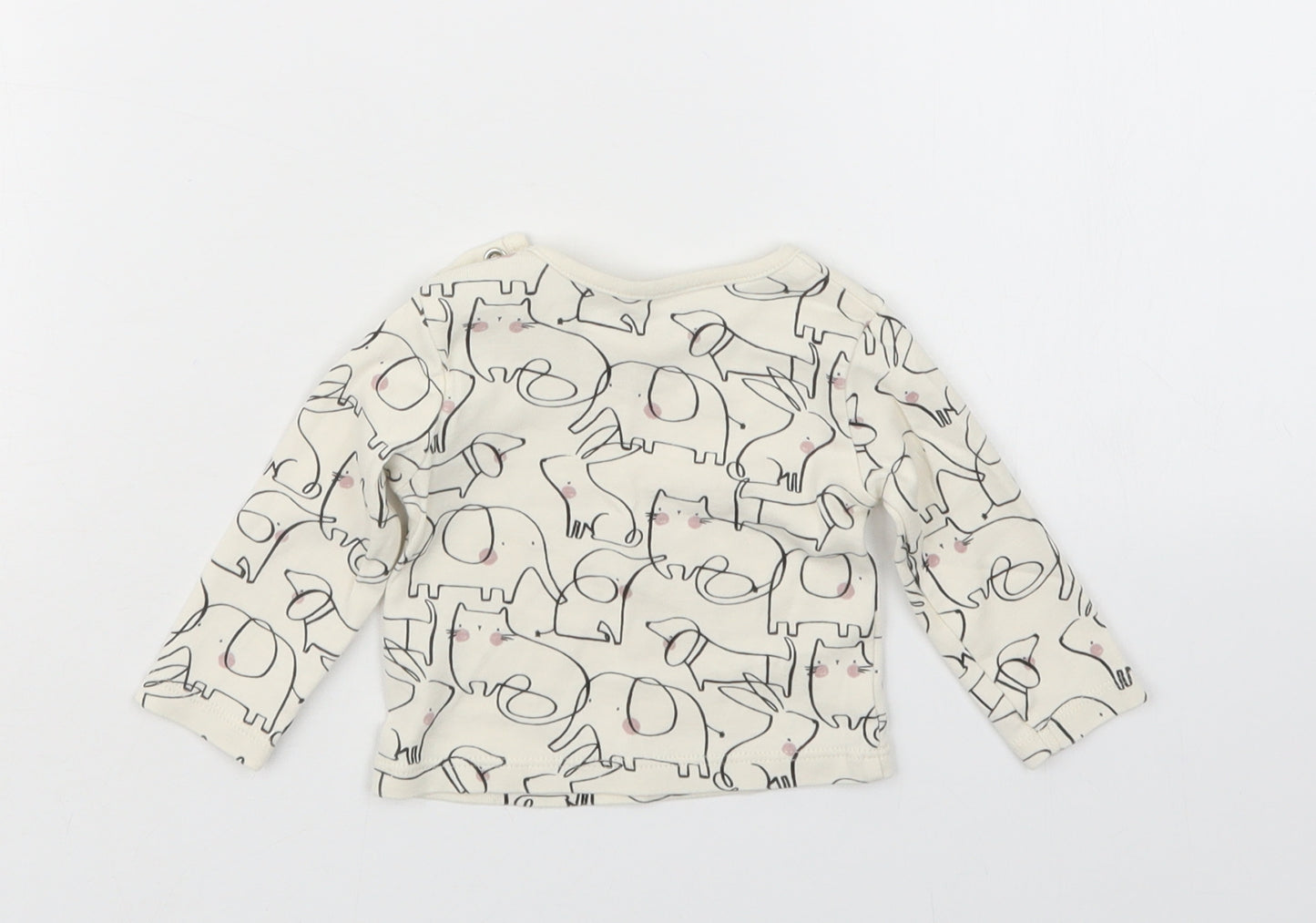 TU Girls Beige Geometric  Basic T-Shirt Size 0-3 Months