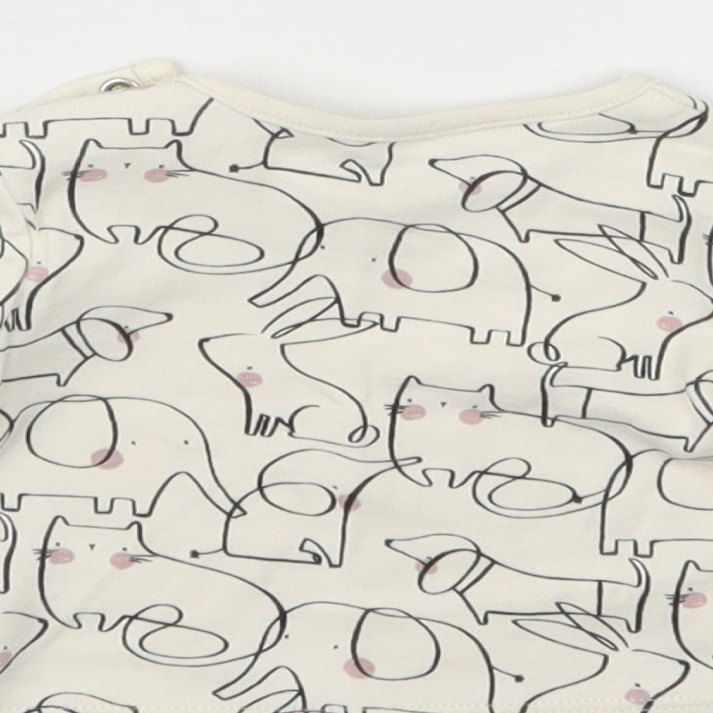 TU Girls Beige Geometric  Basic T-Shirt Size 0-3 Months