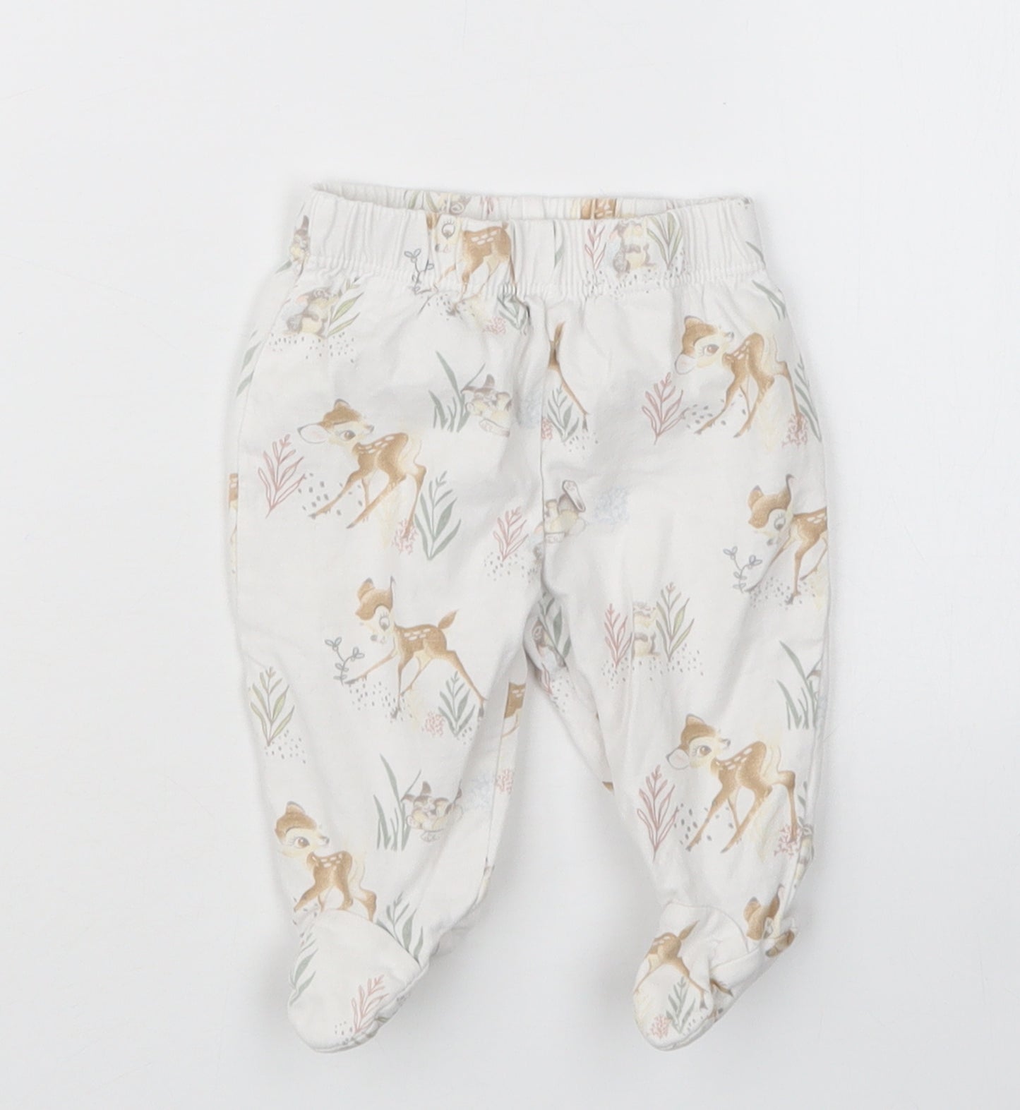 TU Girls White Geometric  Capri Trousers Size 0-3 Months  - Bambi