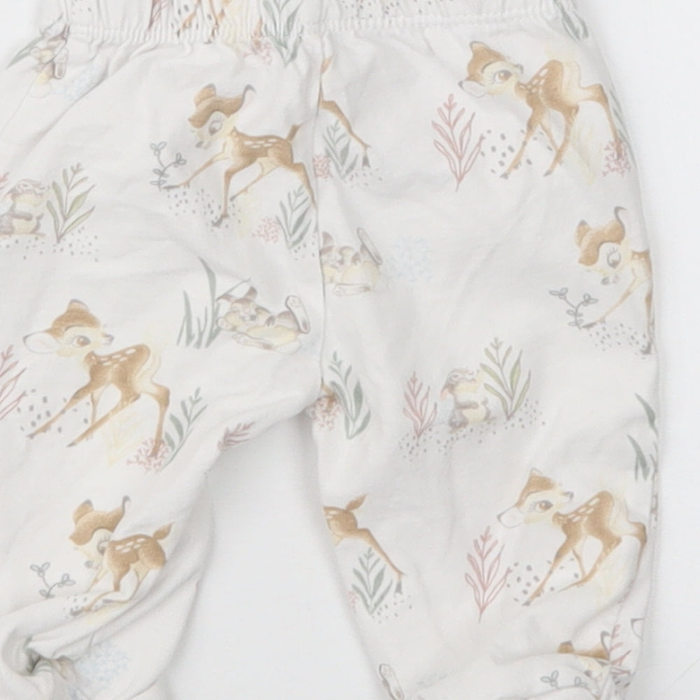 TU Girls White Geometric  Capri Trousers Size 0-3 Months  - Bambi