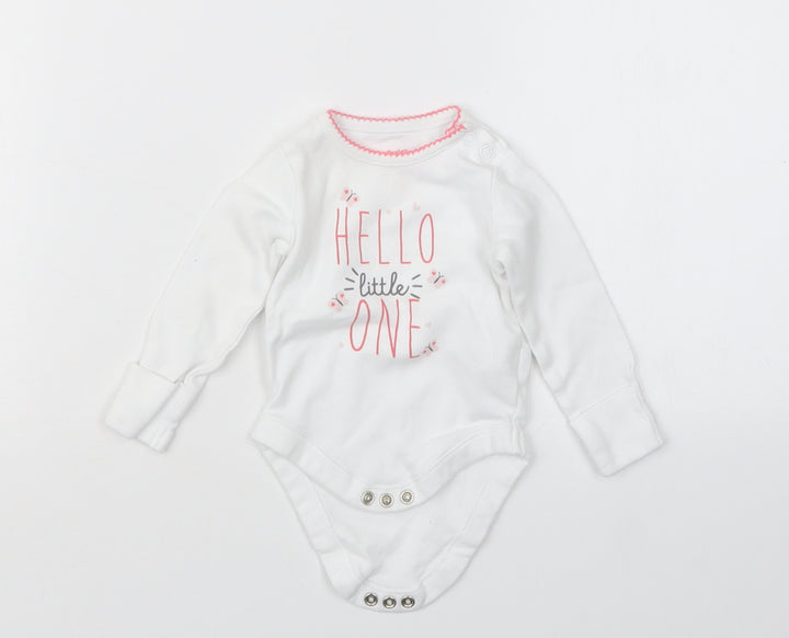 F&F Girls White   Babygrow One-Piece Size 0-3 Months