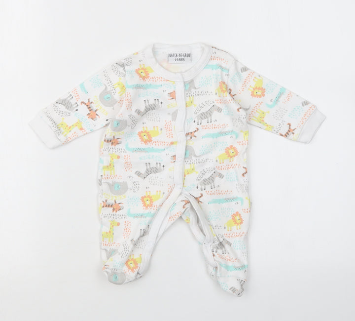 Watch Me Grow Baby White Geometric Babydoll One Piece Size 0-3 Months