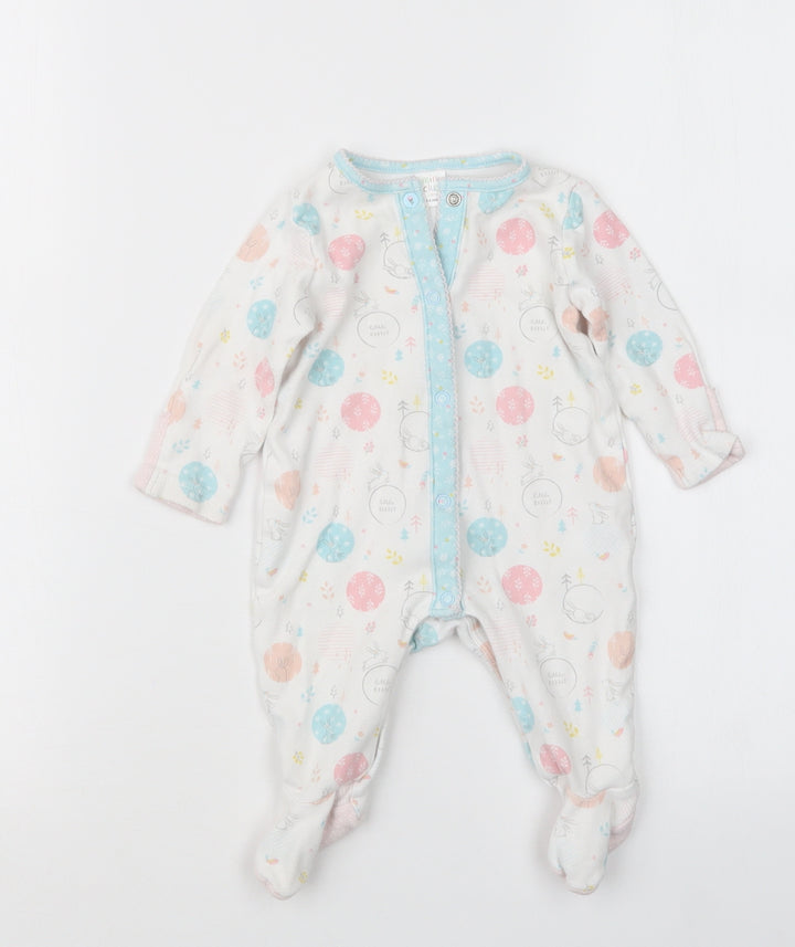 Mini Club Girls White Geometric Babydoll One Piece Size 0-3 Months