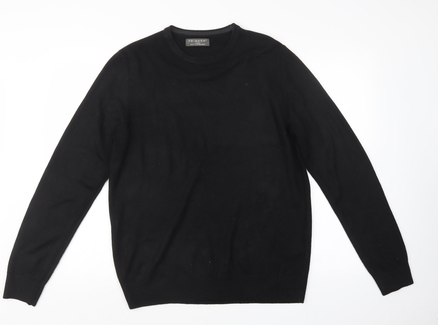 Primark Mens Black  Knit Pullover Jumper Size L