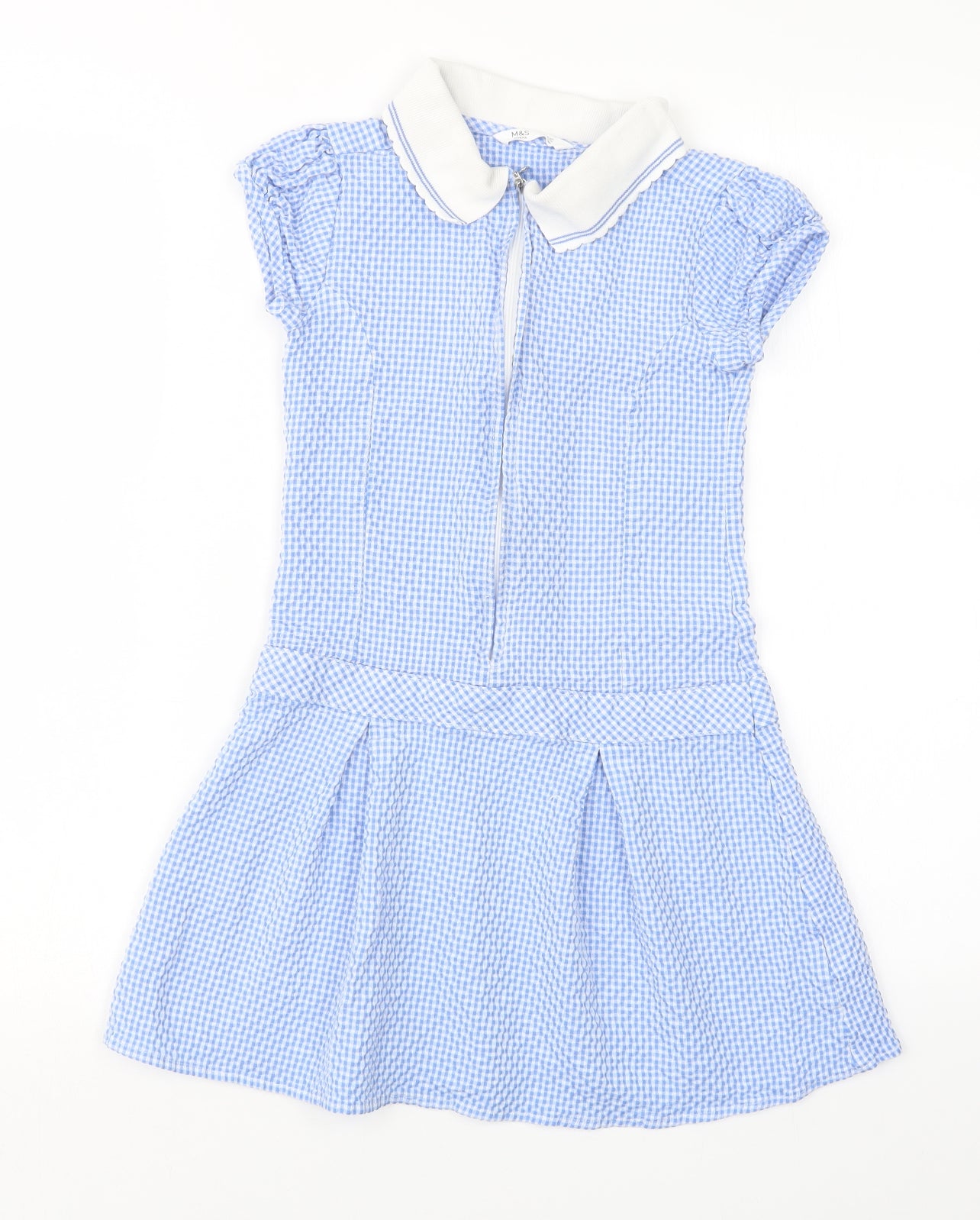 Marks and Spencer Girls Blue Gingham  A-Line  Size 8-9 Years  - School