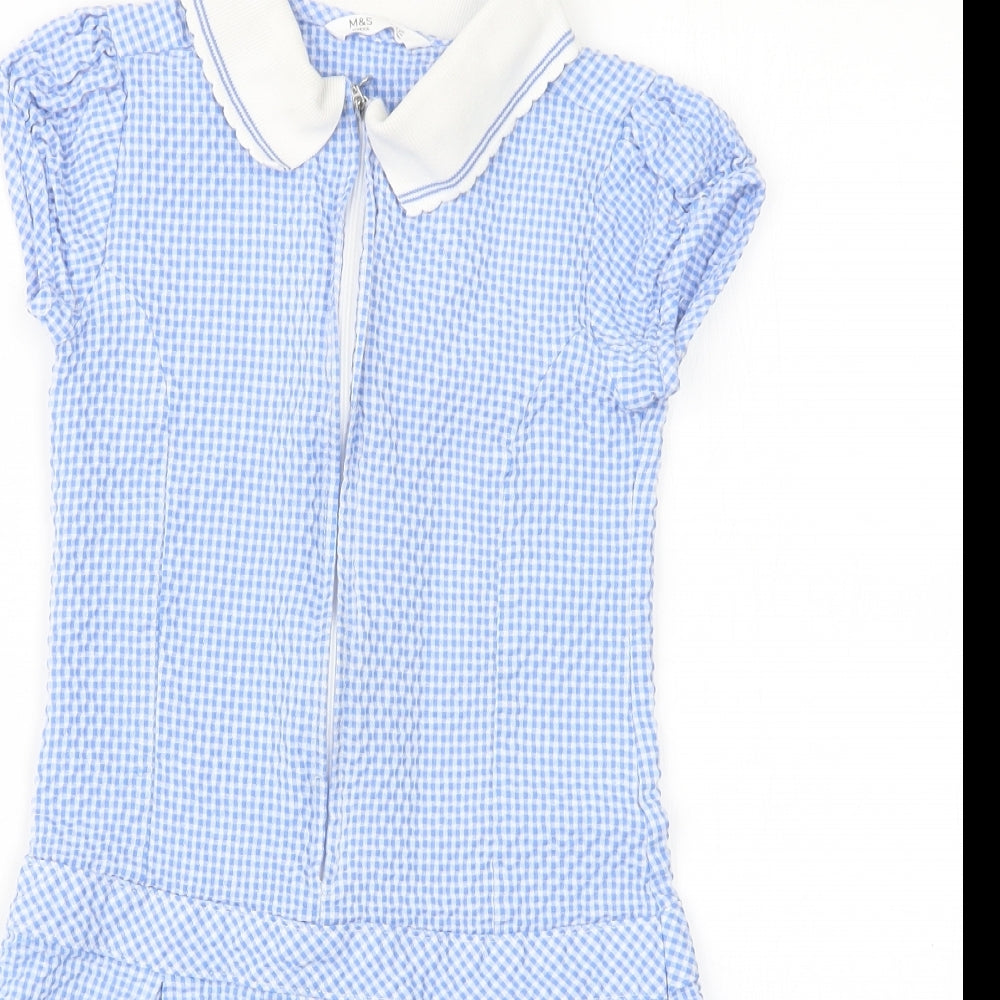 Marks and Spencer Girls Blue Gingham  A-Line  Size 8-9 Years  - School
