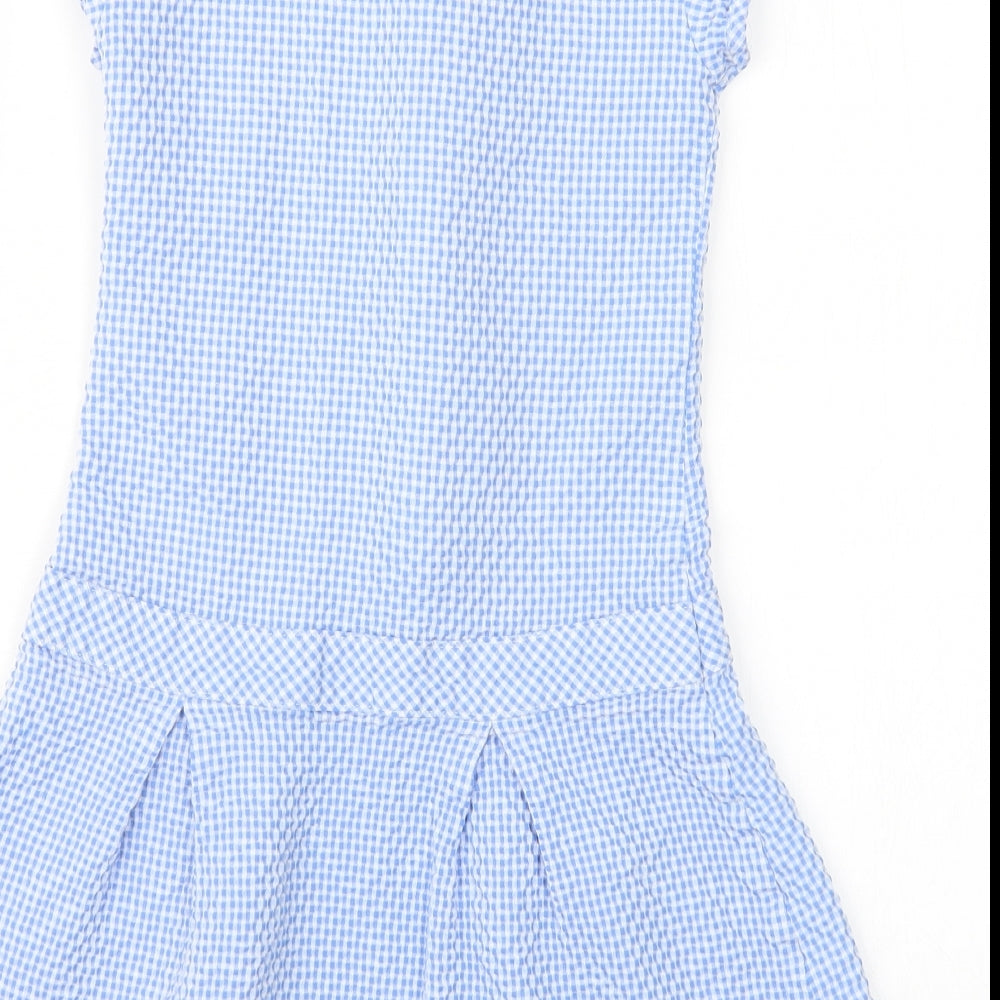 Marks and Spencer Girls Blue Gingham  A-Line  Size 8-9 Years  - School