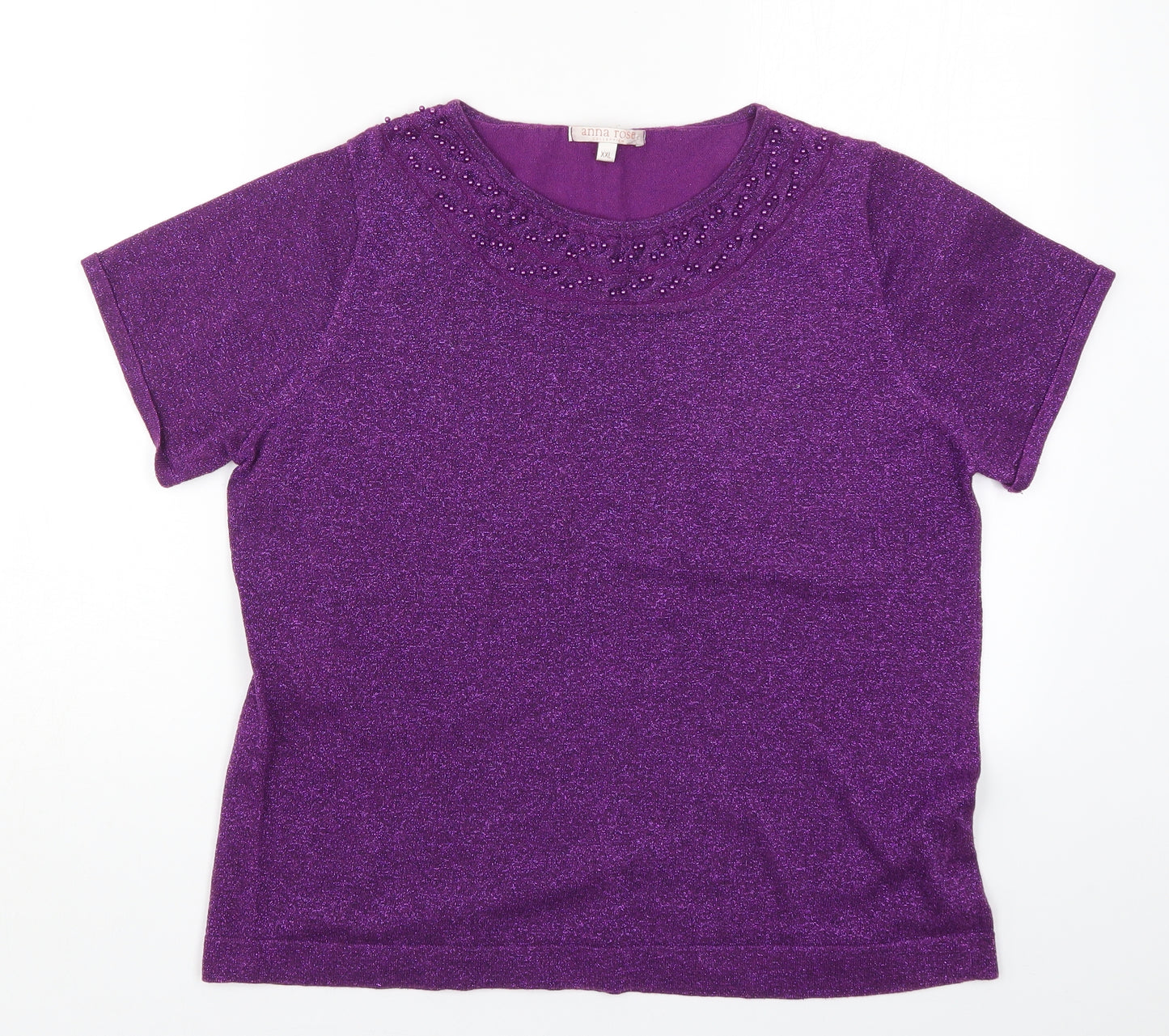 Anna Rose Womens Purple   Basic T-Shirt Size 2XL
