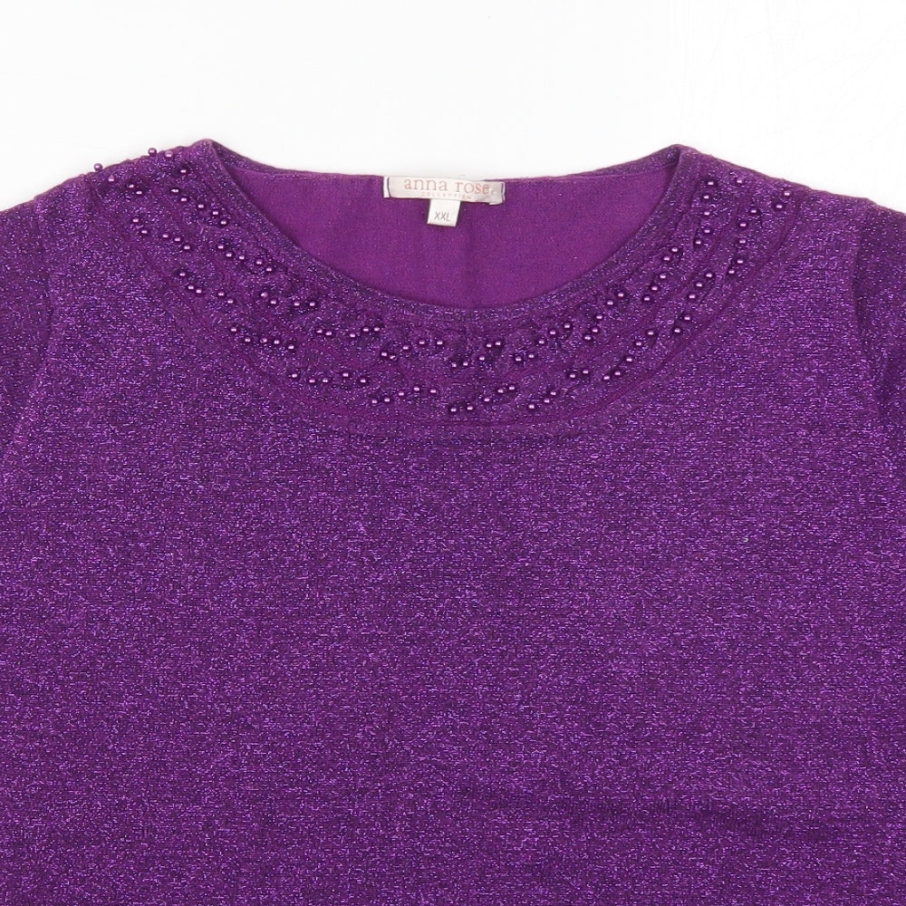 Anna Rose Womens Purple   Basic T-Shirt Size 2XL