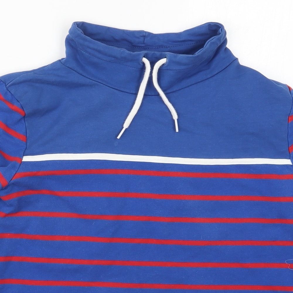 Equestrian Womens Blue Striped  Pullover Sweatshirt Size 10  - Red