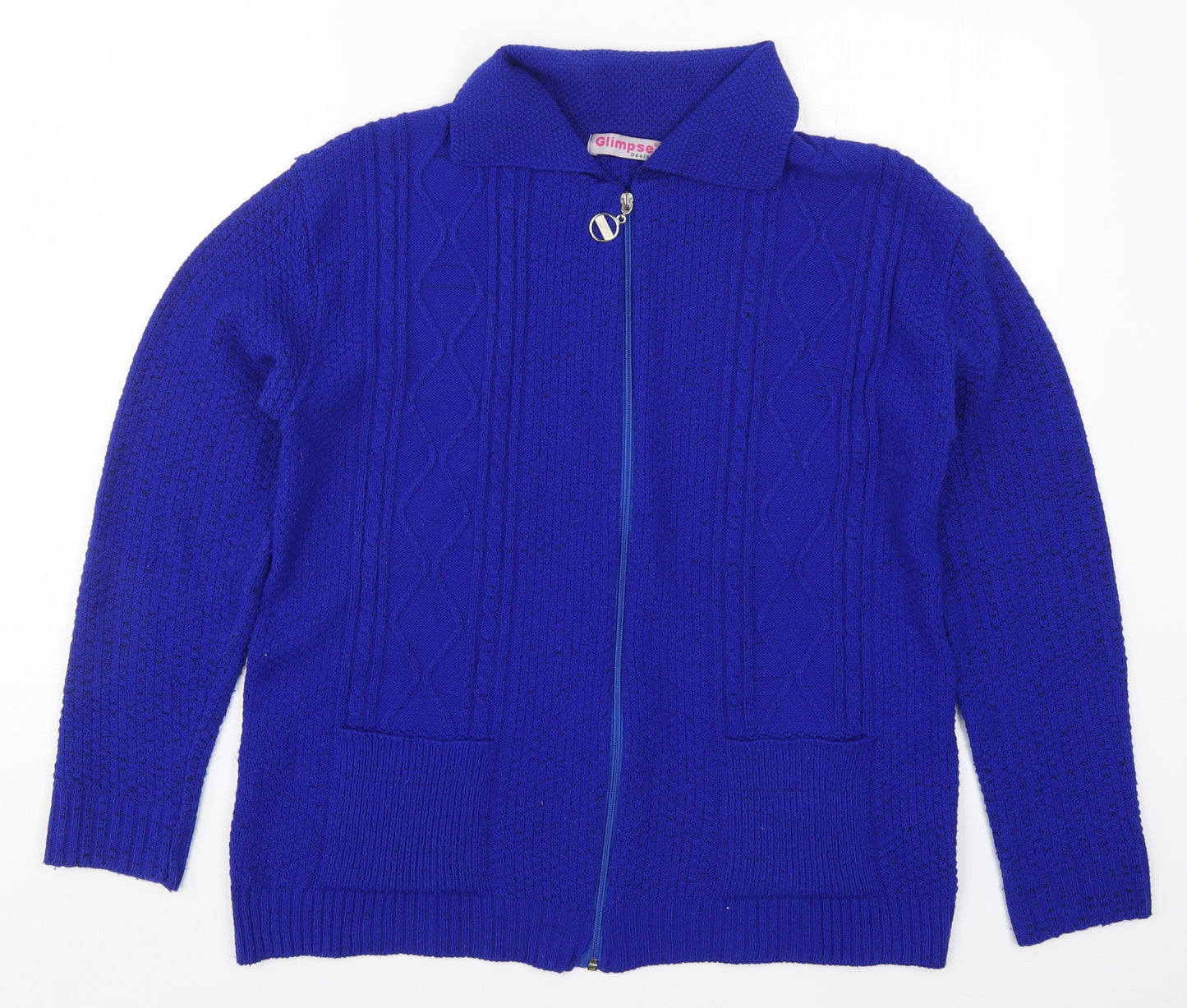 Glimpse Womens Blue   Full Zip Jumper Size 2XL