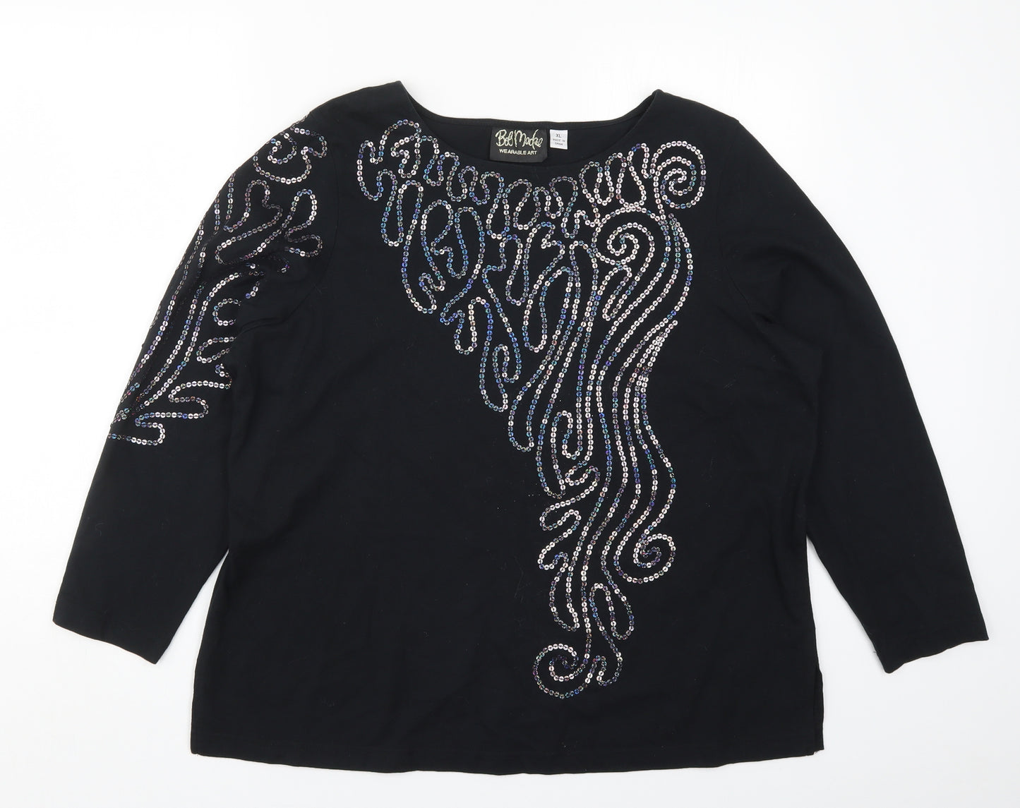 Bob Mackie Womens Black   Basic T-Shirt Size XL