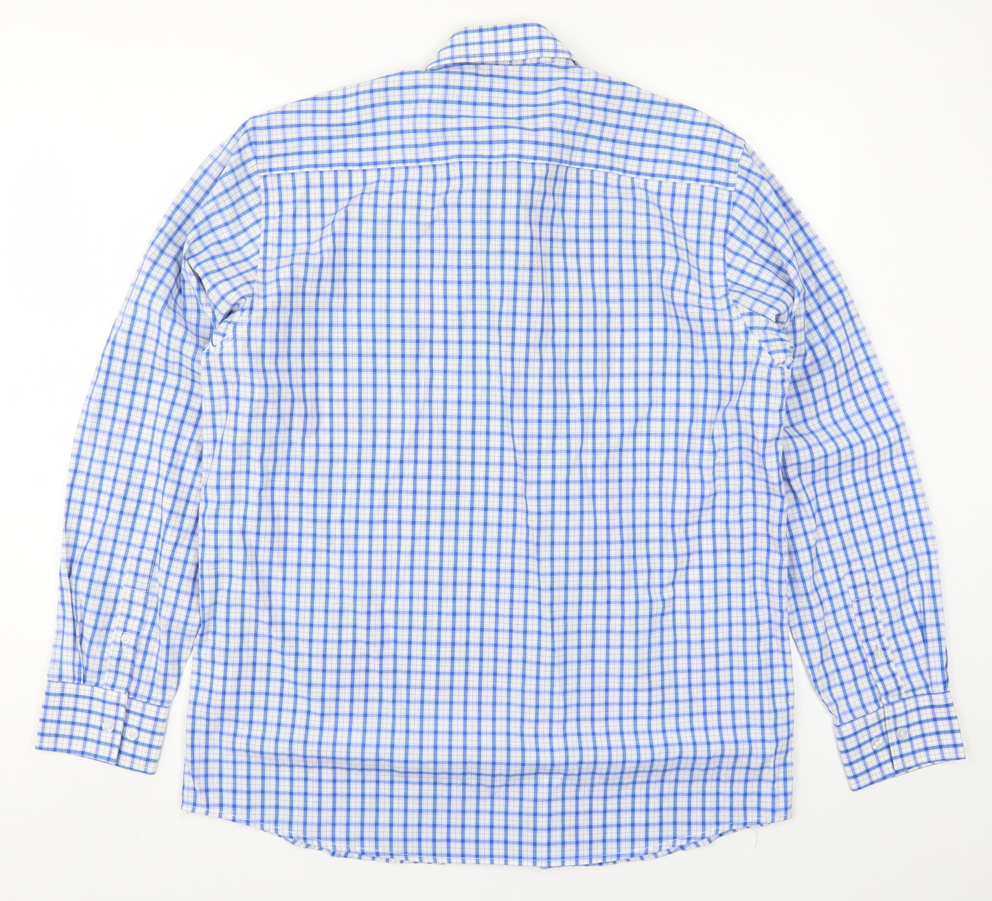 Pierre Cardin Mens Blue Check   Button-Up Size XL