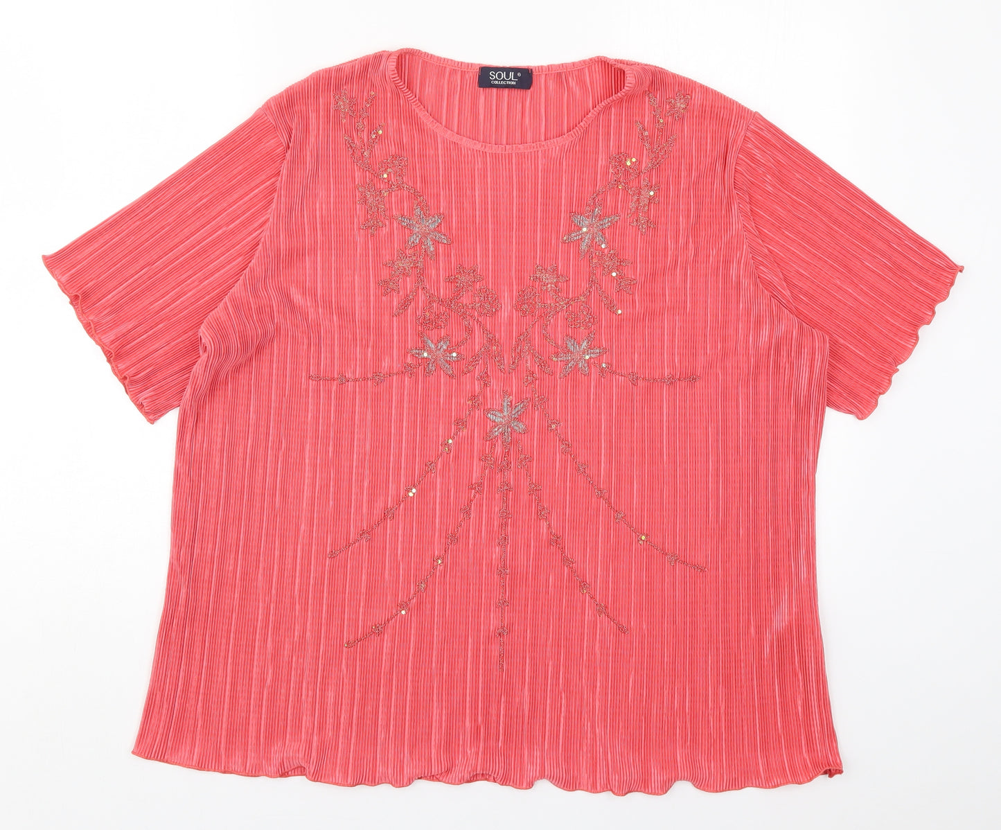 Soul Womens Pink Floral  Basic T-Shirt Size 20