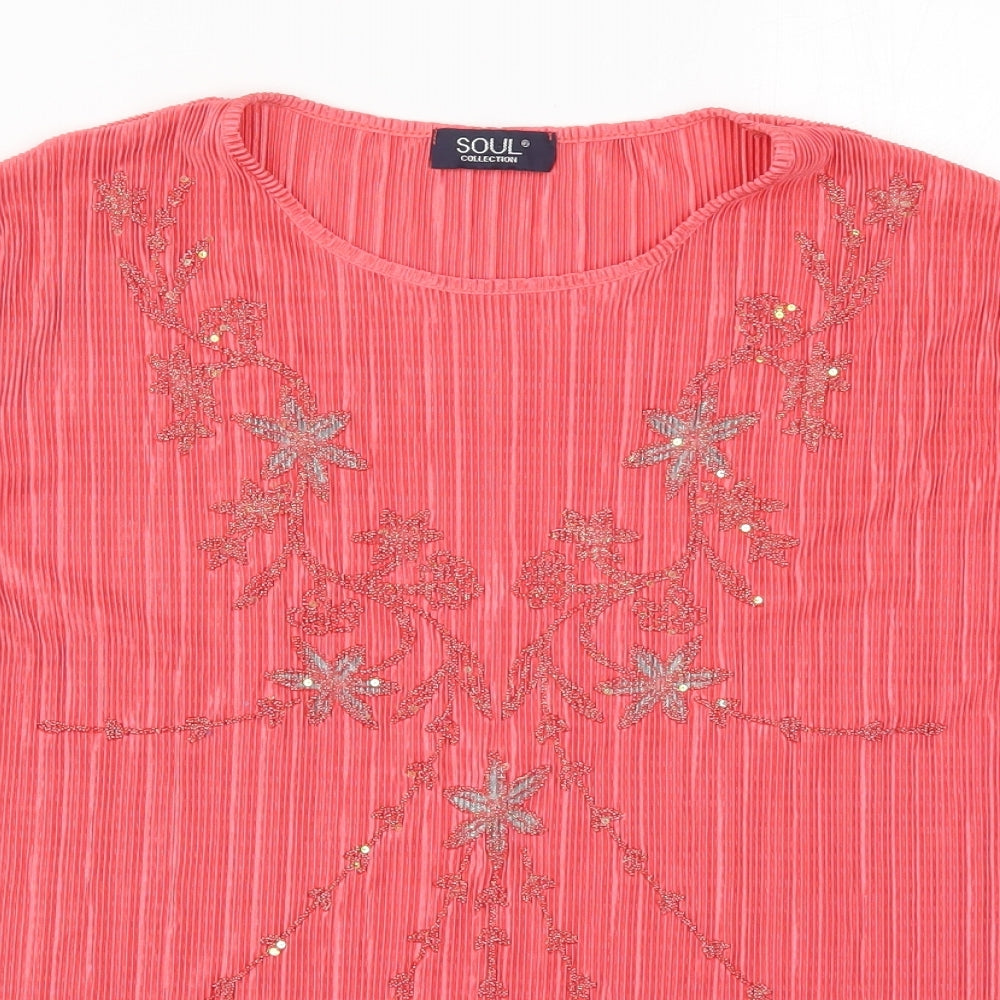 Soul Womens Pink Floral  Basic T-Shirt Size 20