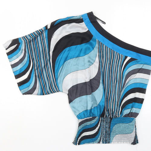 2Bebe Womens Blue Striped  Basic Blouse Size M