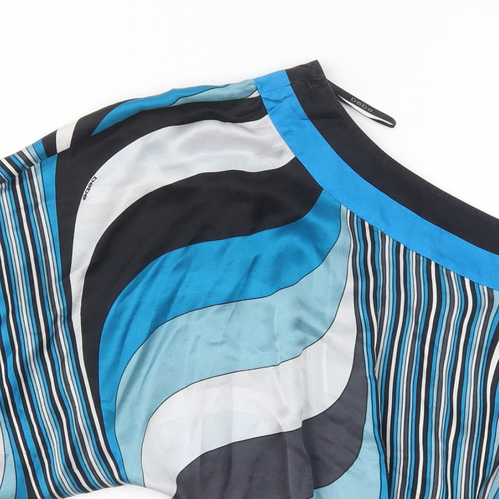 2Bebe Womens Blue Striped  Basic Blouse Size M