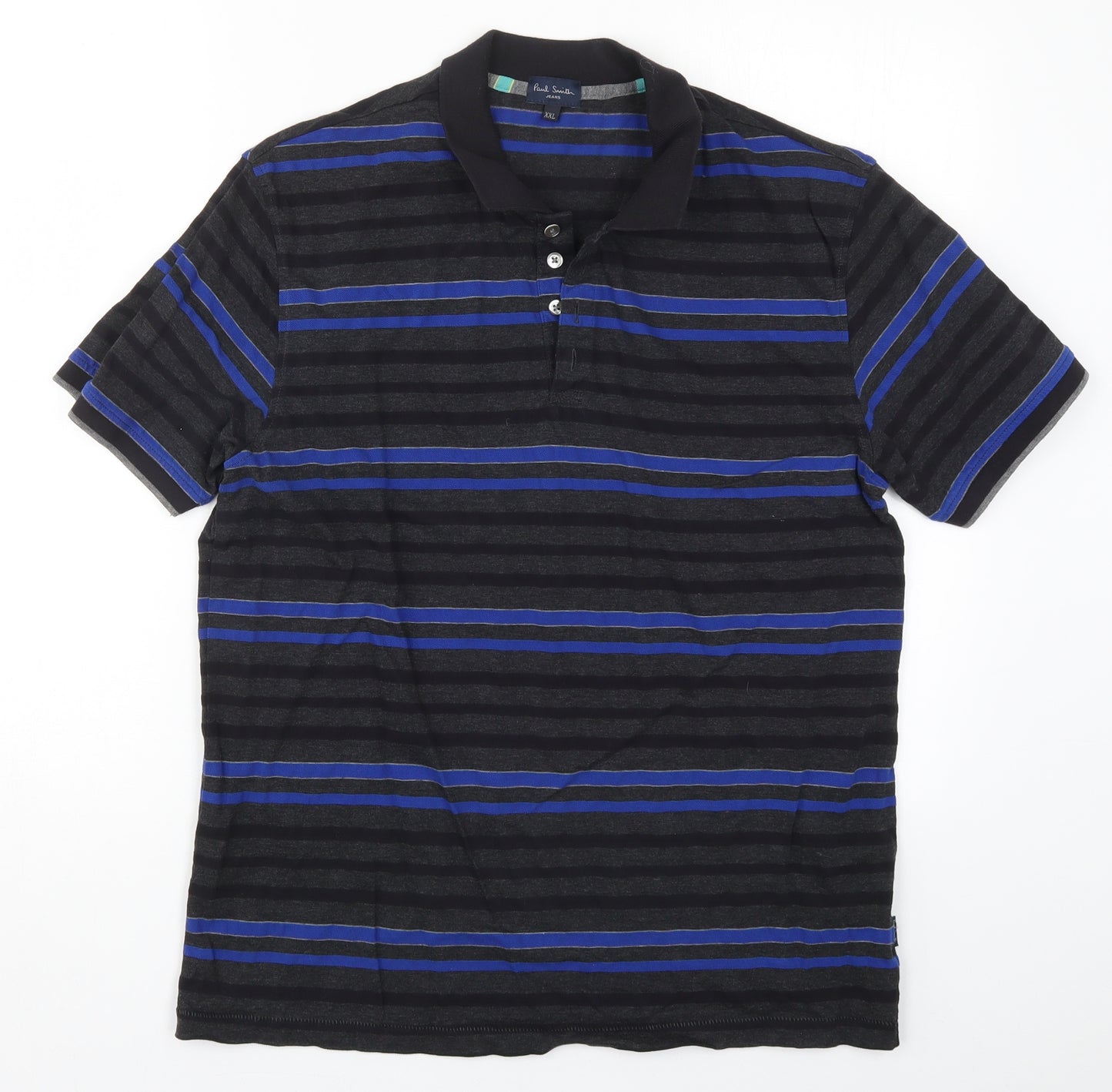Paul Smith Mens Blue Striped   Polo Size 2XL  - Grey