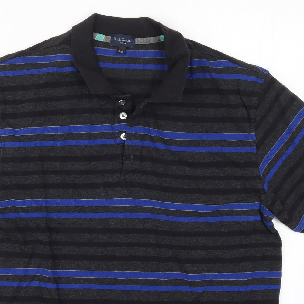 Paul Smith Mens Blue Striped   Polo Size 2XL  - Grey
