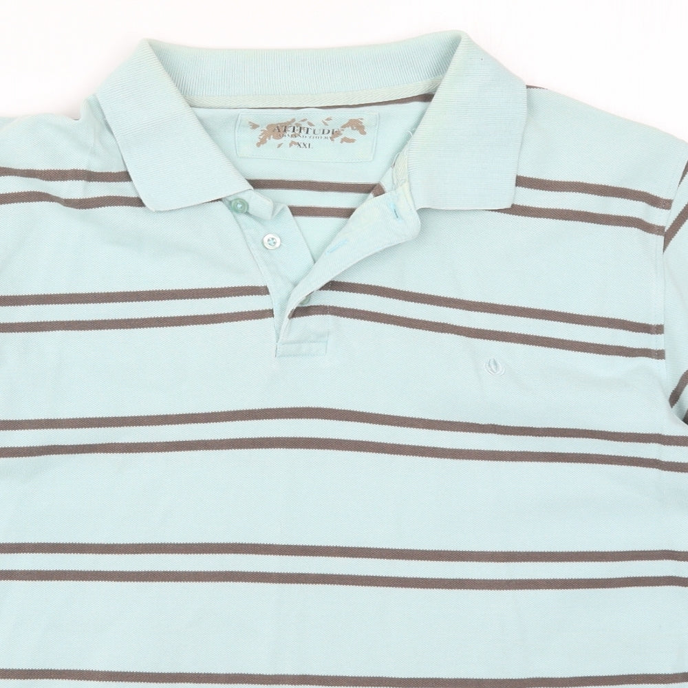 Attitude Mens Blue Striped   Polo Size 2XL