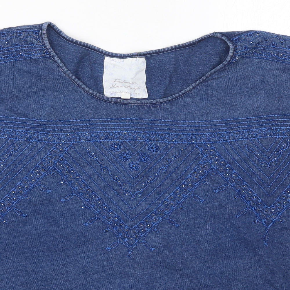 Falmer Heritage Womens Blue Geometric  Basic T-Shirt Size 20