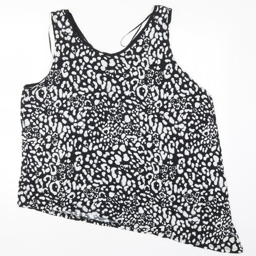George Womens Black Animal Print  Basic Tank Size 22